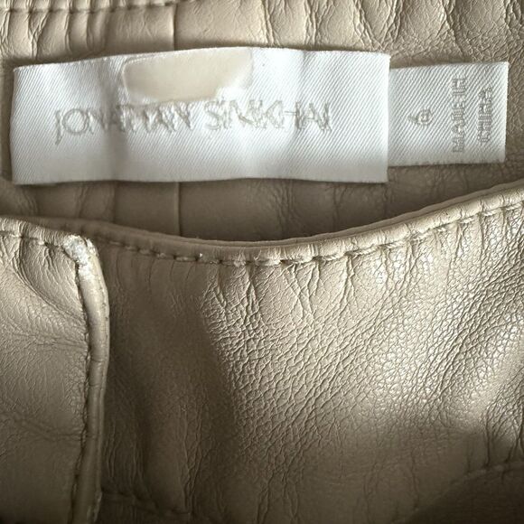 Jonathan Simkhai Tessa Vegan Leather Pants Womens 6 Tie Waist in Egret Khaki - Picture 14 of 16